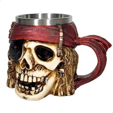 Caneca Chopp Medieval Cranio Caveira Viking Cerveja 3d Skull Cor Pirata 3d Foto mini 1