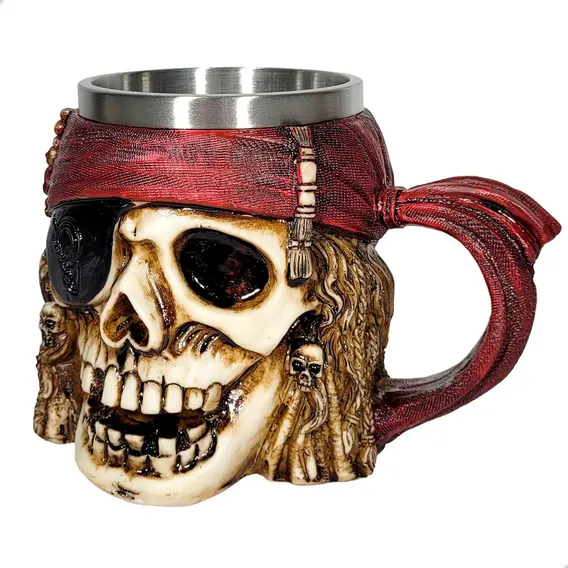 Caneca Chopp Medieval Cranio Caveira Viking Cerveja 3d Skull Cor Pirata 3d Foto 1