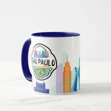 Caneca Cidade De São Paulo Brasil - Lembrança De Viagem Sp Cor Personalizada Presente Sampa Foto mini 2