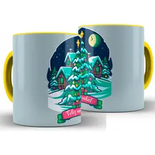 Caneca Cidade Natal Cerâmica Alça Preta + Caixa Cor Amarelo Foto mini  2
