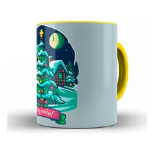 Caneca Cidade Natal Cerâmica Alça Preta + Caixa Cor Amarelo Foto  mini 1