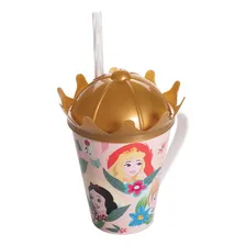 Caneca Copo Com Canudo E Tampa Coroa Princesas 360 Foto mini 1