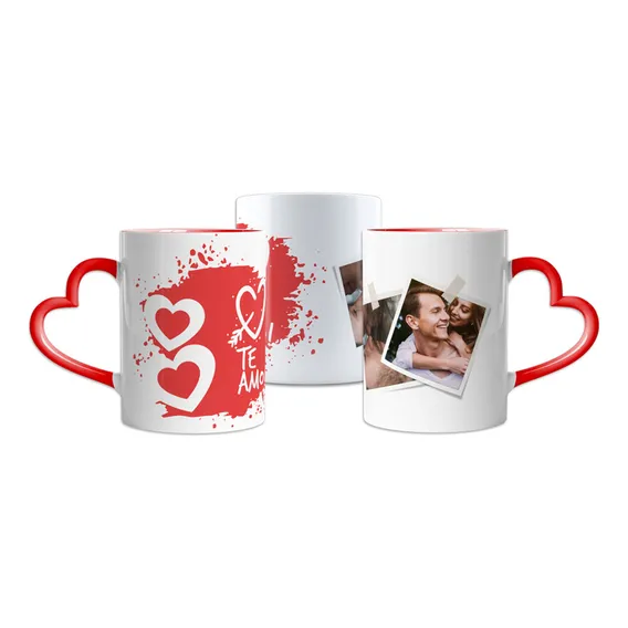 Caneca Coração Presente Personalizado Com Fotos Do Casal Foto 1