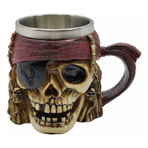 Caneca De Chopp 400ml Caveira Capitão Pirata Jack Decorativa Foto 1