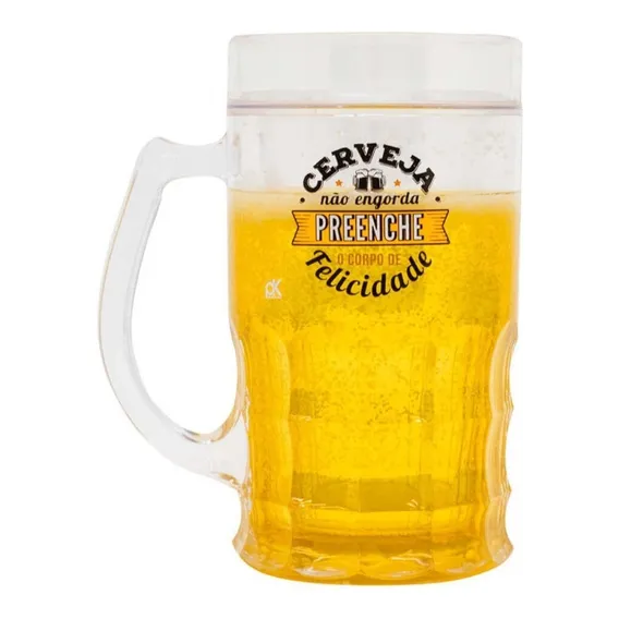 Caneca De Chopp AcrÃlico Divertida Cerveja Não Engorda 400ml Foto 1
