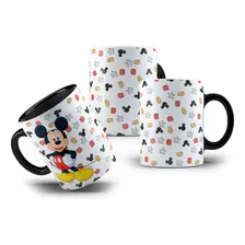 Caneca De Porcelana Mickey Mouse Interior E Alça Coloridos Foto  mini 1