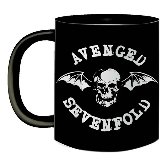 Caneca De Porcelana Preta Banda Avenged Sevenfold Fã Rock Foto 1