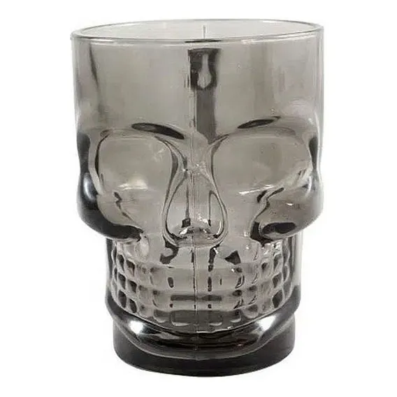 Caneca De Vidro Caveira Preta 500 Foto 1