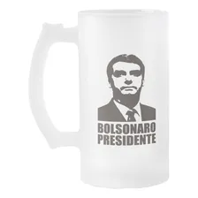 Caneca De Vidro Cerveja Chopp 475ml Presidente Bolsonaro Foto  mini 1