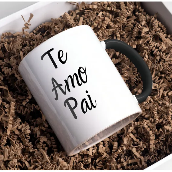 Caneca Dia Dos Pais Natal Aniversário Te Amo Pai Presente Cor Branco-preto Foto 1