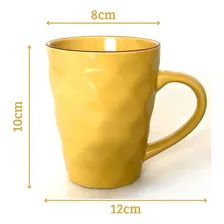 Caneca Diamante Xicara Cores Cerâmica Detalhes Fosco 270ml Cor Amarelo Foto mini 4