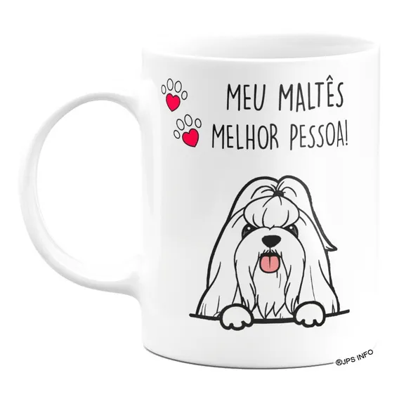 Caneca Dog - Meu Maltês, Melhor Pessoa! - Branca Foto 1