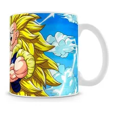Caneca Dragon Ball Goku Super Sayajin Cor Branco Foto mini 2