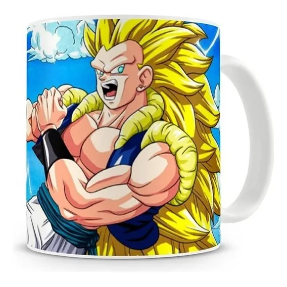 Caneca Dragon Ball Goku Super Sayajin Cor Branco Foto 1