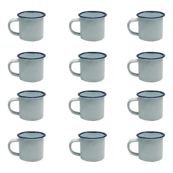Caneca Esmaltada 300ml Retro 08 Branca 12 Und - !!! Cor Branco Liso Foto 1