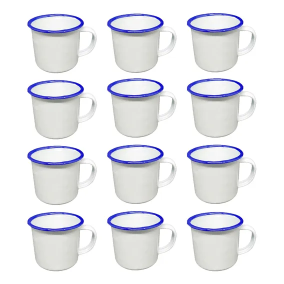 Caneca Esmaltada Branca 150ml Xicara Retro - 12 Unidades Foto 1