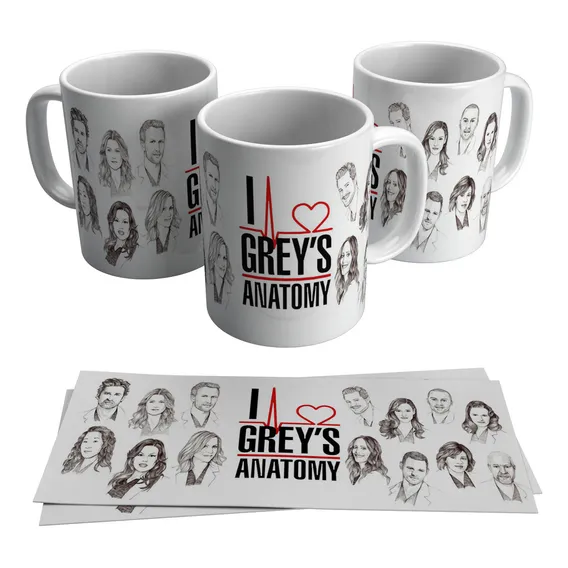 Caneca I Love Greys Anatomy Desenhados 325ml Foto 1