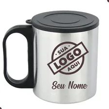 Caneca Inox 180ml Personalizada C/ Tampa Logo Nome Profissão Foto mini 1