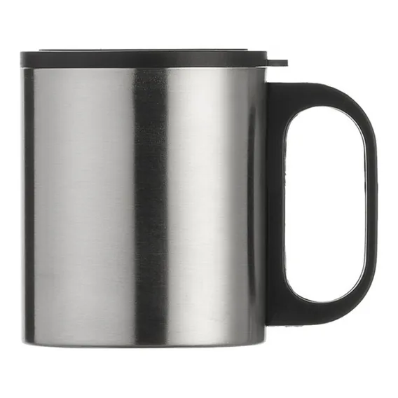 Caneca Inox Escovado 200 Com Tampa Cor Preto Foto 1