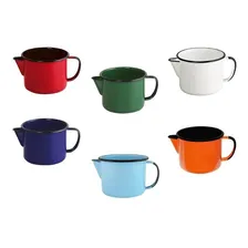 Caneca Leiteira Com Bico Para Ferver Esmaltada Ágata Ewel Cor Marrom Foto mini  2