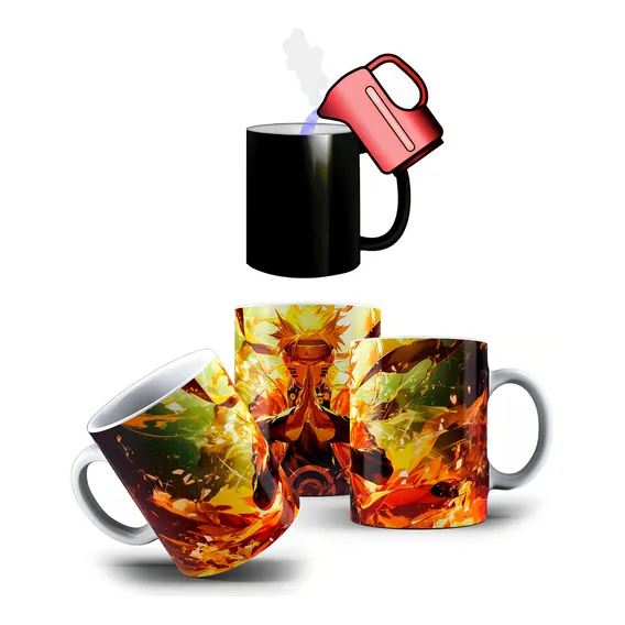 Caneca Mágica Uzumaki Naruto Shippuden Konoha Em Porcelana Foto 1