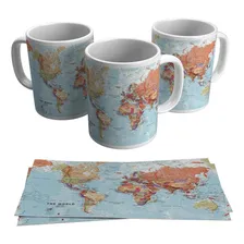 Caneca Mapa Mundi Colorido Mundo Divertida Presente Foto mini 1