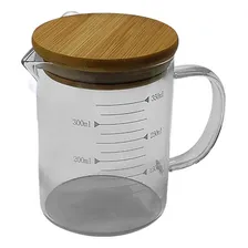 Caneca Medidora Graduada Em Vidro Com Tampa 350ml Cor Transparente Liso Foto  mini 1
