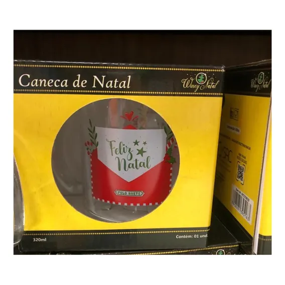 Caneca Natal Papai Noel Presente Vidro Decorativa Enfeite Cor Caneca Vidro Feliz Natal Foto 1