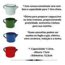 Caneca Para Café Esmaltada Com Bico 1l Branca Metallouça Foto mini 3