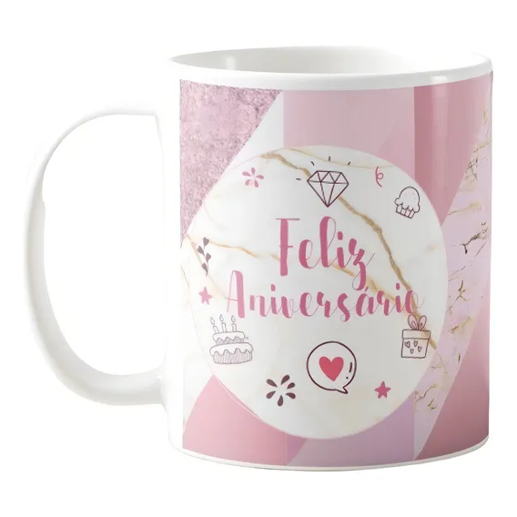 Caneca Personalizada Feliz Aniversário Pronta-entrega Foto 1