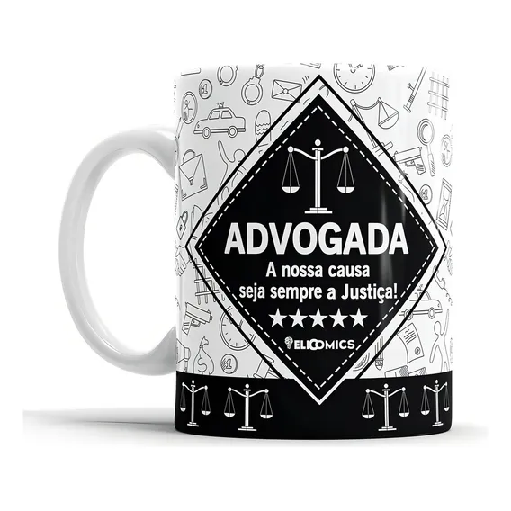 Caneca Personalizada Profissão - Advogada Branco - Com Nome Foto 1