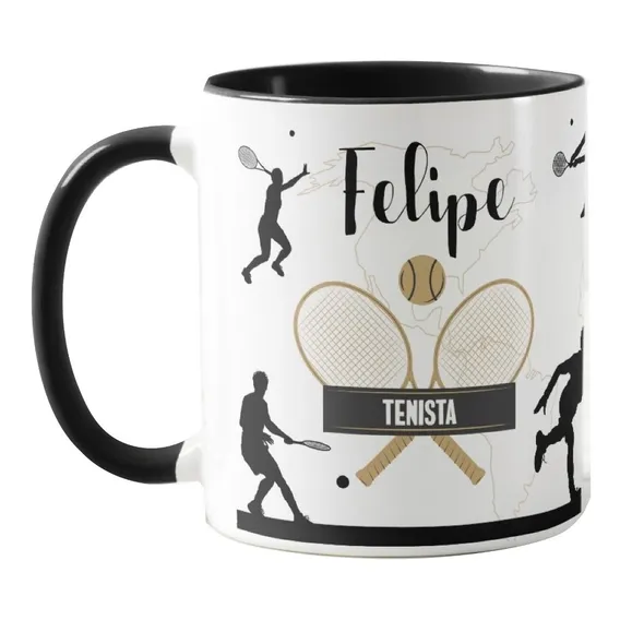 Caneca Personalizada Tenista Com Nome Foto 1