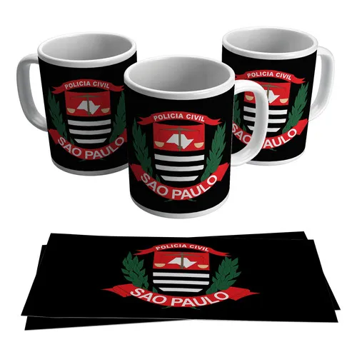 Caneca PolÃcia Civil De São Paulo Distintivo Brasão Foto 1