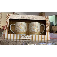 Caneca Porcelana Bodas De Ouro Kit 50 Anos Presente Criativo Foto mini 3
