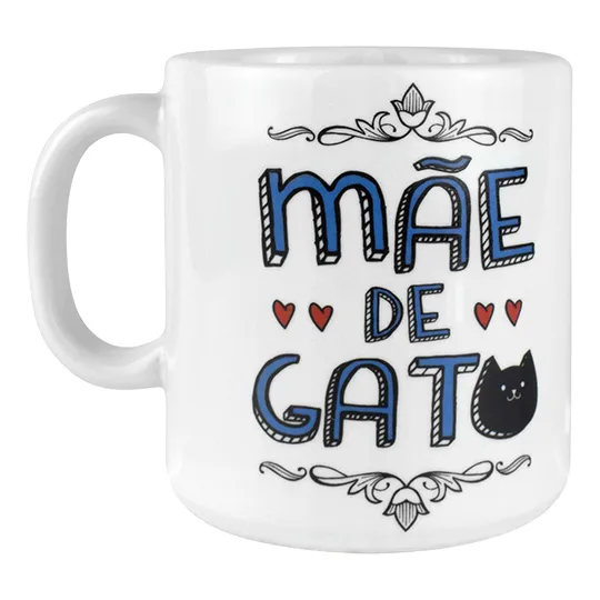 Caneca Porcelana Mae De Gato Branca 270ml Foto 1