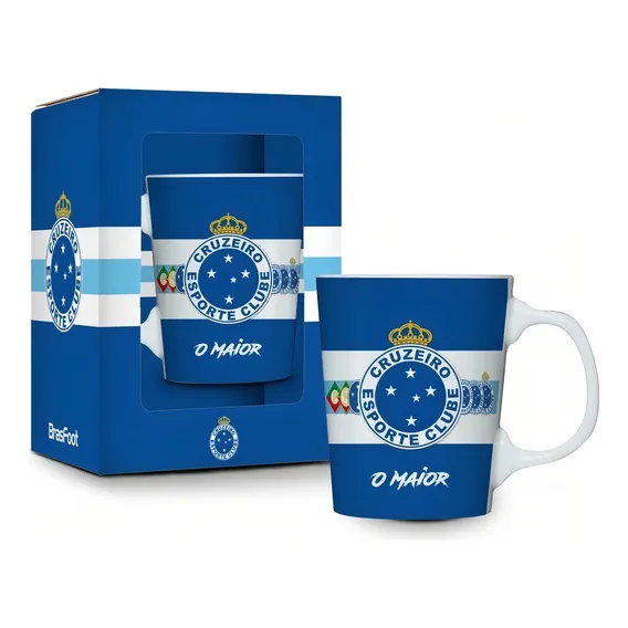 Caneca Porcelana Premium Cruzeiro Azul 280ml Presente Foto 1
