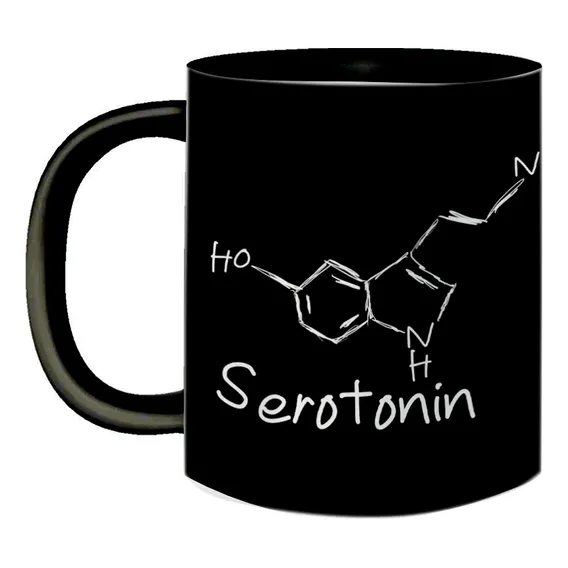 Caneca Preta Divertida Químico Fórmula Serotonina 325ml Foto 1