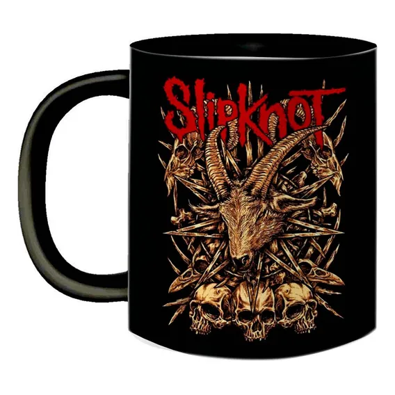 Caneca Preta Heavy Metal Fã Banda Slipknot Pentagrama Bode Foto 1