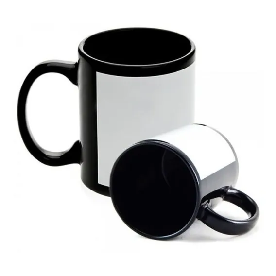 Caneca Preta Personalizada Com Sua Ideia Arte Logo Foto Foto 1