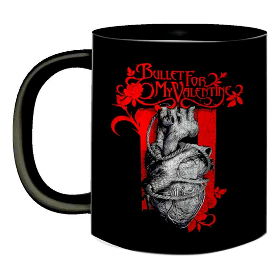 Caneca Preta Porcelana Bullet For My Valentine Rock Band Fã Foto 1