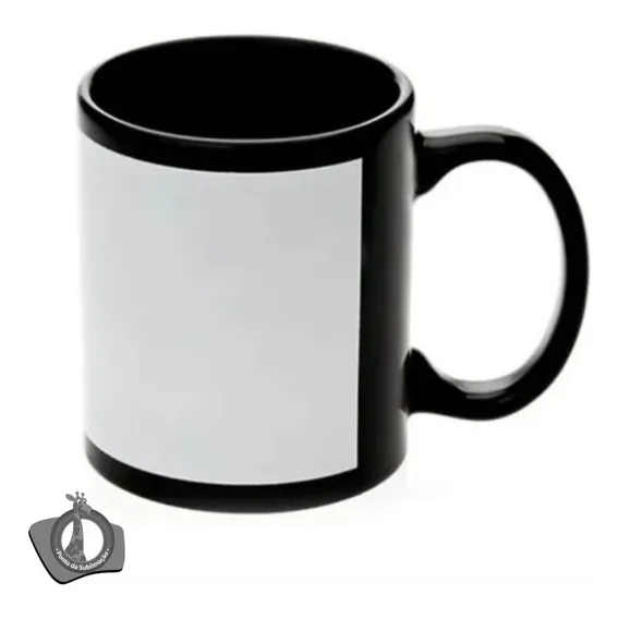 Caneca Preta Tarja Branca P/ Sublimação - 10 Unidades Foto 1