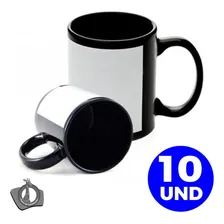 Caneca Preta Tarja Branca P/ Sublimação - 10 Unidades Foto mini 2