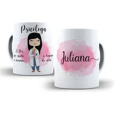 Caneca Psicóloga Profissão Porcelana Personalizada + Nome Foto  mini 1
