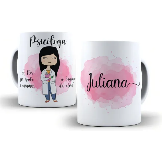 Caneca Psicóloga Profissão Porcelana Personalizada + Nome Foto 1