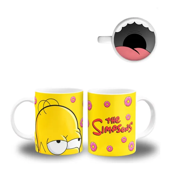 Caneca Simpsons De Porcelana Xícara Desenho Personagem Cor Amarelo Homer Foto 1
