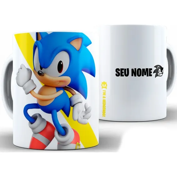 Caneca Sonic Porcelana + Caixa Presente Foto 1