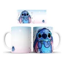 Caneca Stitch, Lilo E Stitch Branca Xicara Porcelana Cor Azul-celeste Foto mini 1