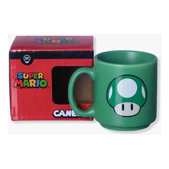 Caneca Super Mario Mini Caneca Cogumelo Do Mario Verde Foto 1