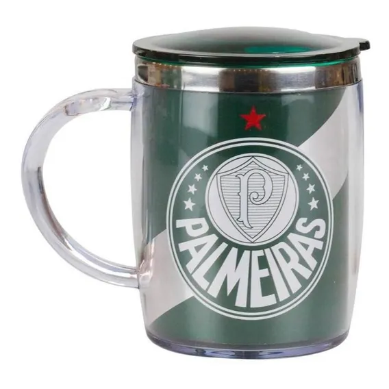 Caneca Térmica Faixa Com Tampa 450ml - Palmeiras Invicto Foto 1