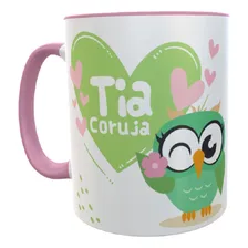 Caneca Tia Coruja Cor Rosa Tia Coruja Te Amo -titia Família Titia Coração Foto mini 1